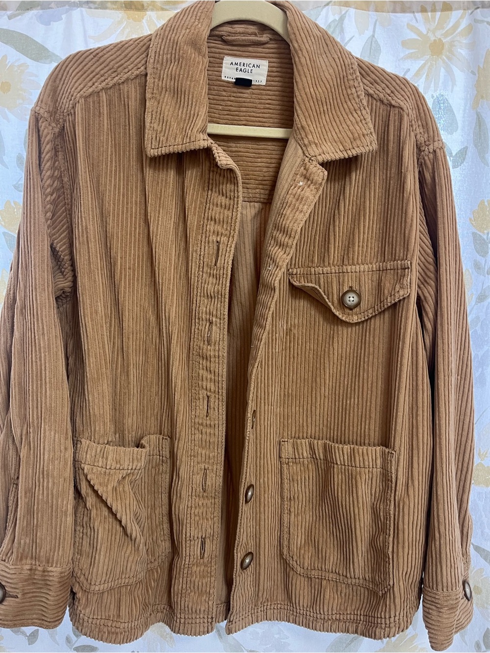 American Eagle Outfitters Corduroy Shirt Jacket in Camel Brown